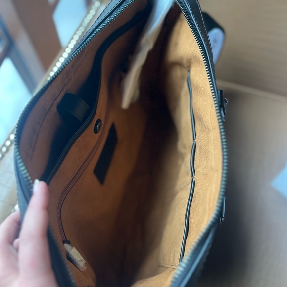 Coach Metropolitan Slim Brief Signature Canvas Crossbody Bag Charcoal MSRP $595 - Picture 3 of 4